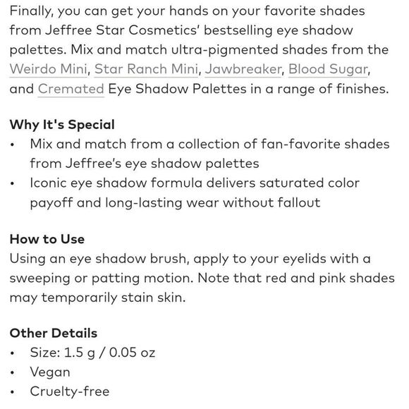 Jeffree Star Cosmetics Green Gold Metallic Eyeshadow Refill in Tax Free - Picture 9 of 10